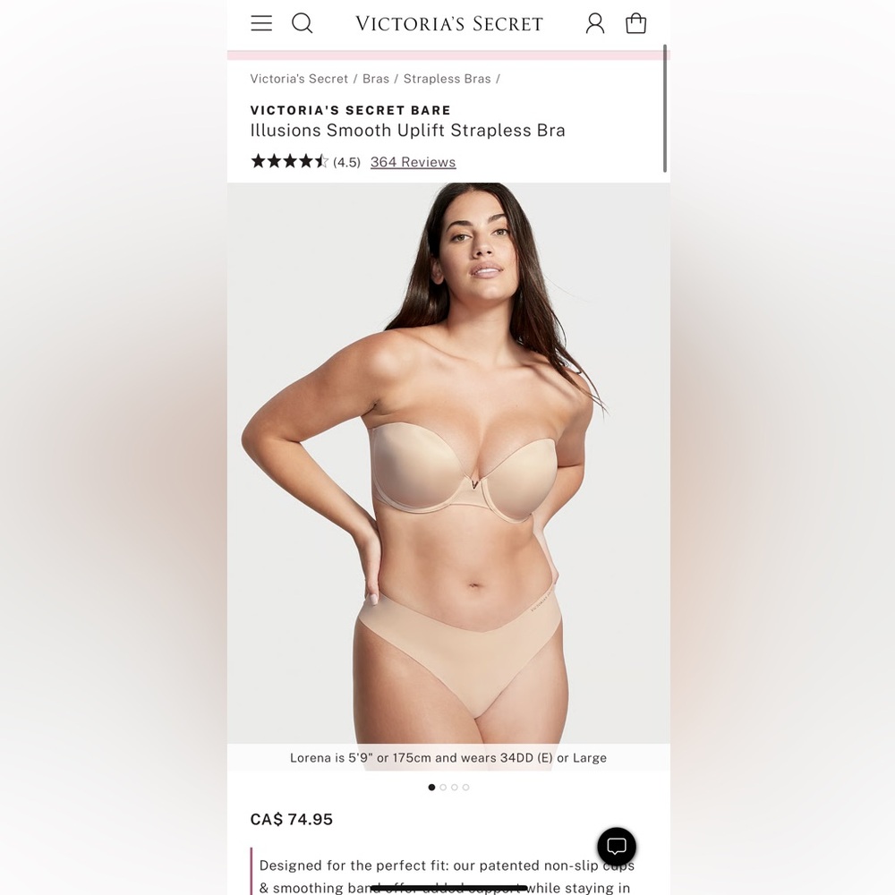 VS strapless bra